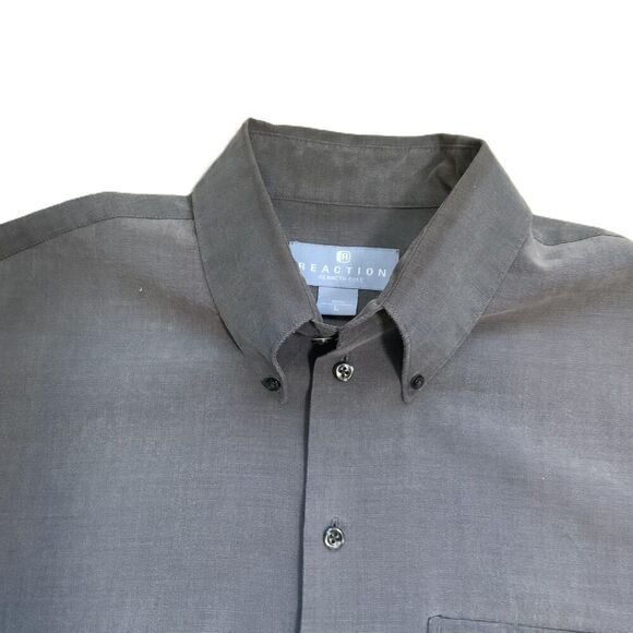 Reaction Kenneth Cole Camp Shirt Short Sleeve Collared Chest Pocket Button Up Lg - Picture 2 of 10
